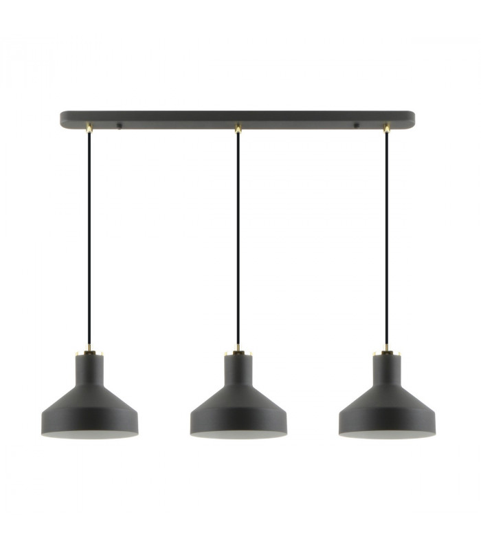 Sigma Bar Pendant Ceiling Light Matt Black Clear White 3x E27