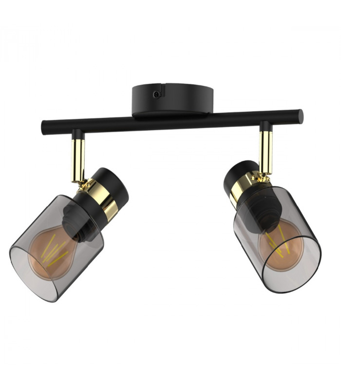 Asti Twin Ceiling Spotlight Matt Black Gold 2x E14