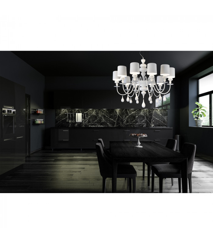 Eva Ceiling Large 110cm Pendant 10 x E14 Matt White - 2