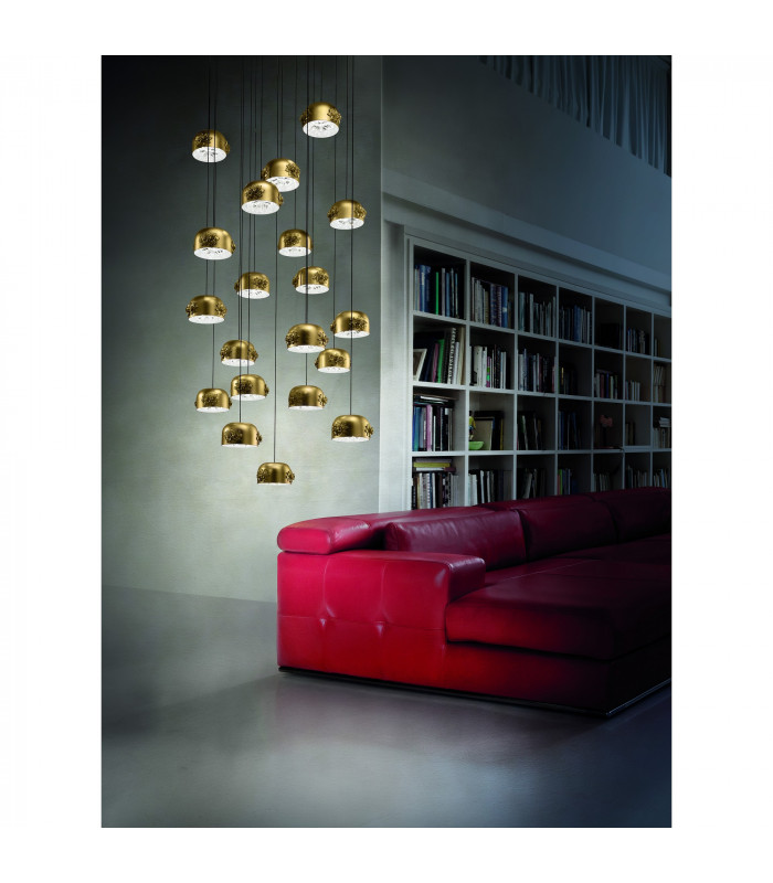 Masiero Dame Composition LED Pendant Aluminium Frame Gold Finish - 1