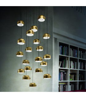 Masiero Dame Composition LED Pendant Aluminium Frame Gold Finish - 2