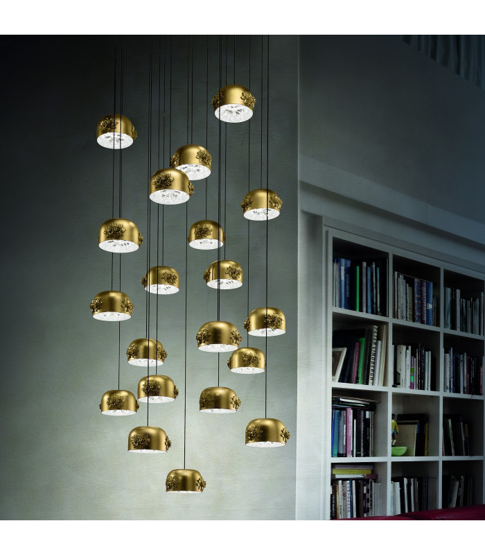 Masiero Dame Composition LED Pendant Aluminium Frame Gold Finish - 2