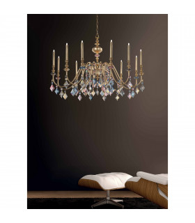 Chic 12 Arm Pendant Gold Leaf Coloured Crystal Pendants - 1
