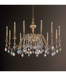 Chic 12 Arm Pendant Gold Leaf Coloured Crystal Pendants - 2