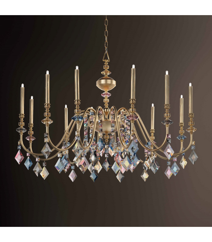 Chic 12 Arm Pendant Gold Leaf Coloured Crystal Pendants - 2