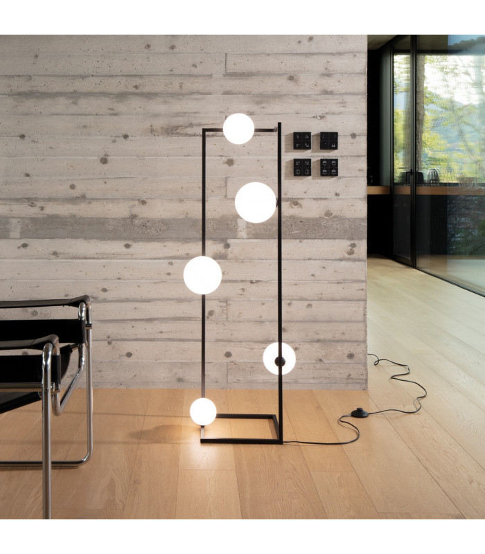ANGOLO 5 Light Floor Lamp Black In-Built Switch-2