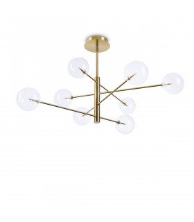 EQUINOXE 8 Light Multi Arm Semi Flush Ceiling Lamp Brass