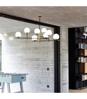GOURMET 9 Light Globe Multi Arm Semi Flush Ceiling Lamp Black-2