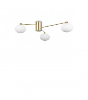 HERMES 3 Light Globe Multi Arm Semi Flush Ceiling Lamp Brass
