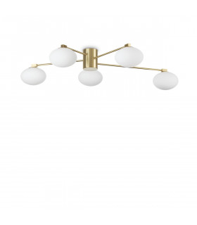 HERMES 5 Light Globe Multi Arm Semi Flush Ceiling Lamp Brass-1