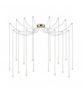 LUCCIOLA 16 Light LED Cluster Pendant Ceiling Light Brass 3000K Non-Dim-1