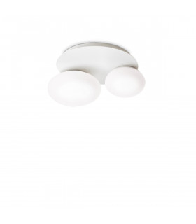NINFEA 2 Light Round DecoratiGlass Flush Ceiling Light White