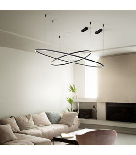 ORACLE Slim DALI Dimmable Round 150cm Integrated LED Pendant Ceiling Light Black 3000K-2