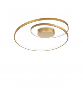 OZ Dimmable Swirl Integrated LED Semi Flush Light Brass 3000K