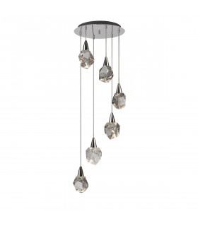 Aquaria 6 Light Cluster Pendant Ceiling Light Chrome Transparent 3000K 2700Lm-1