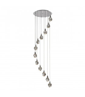 Aquaria 12 Light Cluster Pendant Ceiling Light Chrome Transparent 3000K 5400Lm-1