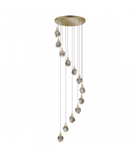 Aquaria 12 Light Cluster Pendant Ceiling Light Matt Gold Transparent 3000K 5400Lm-1