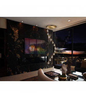Aquaria 12 Light Cluster Pendant Ceiling Light Matt Gold Transparent 3000K 5400Lm-2