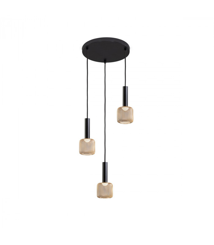 Sincro Dimmable 3 Light Cluster Pendant Ceiling Light Matt Black Gold 3000K 1350Lm-1