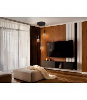 Sincro Dimmable 3 Light Cluster Pendant Ceiling Light Matt Black Gold 3000K 1350Lm-2