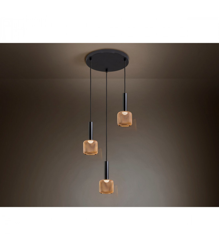 Sincro Dimmable 3 Light Cluster Pendant Ceiling Light Matt Black Gold 3000K 1350Lm-5