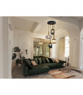 Norma 4 Light Cluster Pendant Ceiling Light Black Brass 3 Crystal Tones E27-2