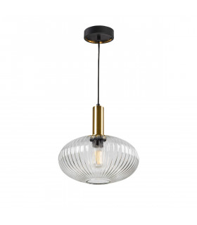 Norma Globe Pendant Ceiling Light Black Brass Clear Glass E27-1