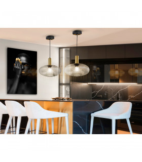 Norma Globe Pendant Ceiling Light Black Brass Clear Glass E27-2