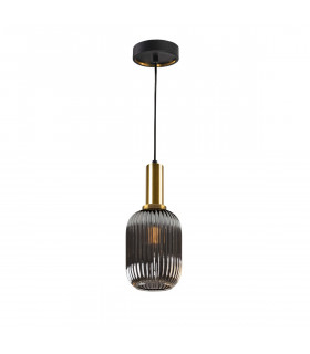 Norma Globe Pendant Ceiling Light Black Brass Glass E27-1