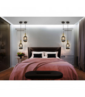 Norma Globe Pendant Ceiling Light Black Brass Glass E27-2