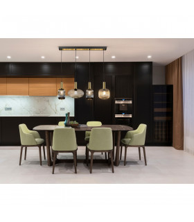 Norma 4 Light Bar Pendant Ceiling Light Black Brass 3 Crystal Shades E27-2