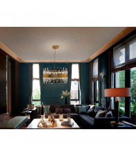 Grace 14 Light Pendant Ceiling Light Brushed Gold Transparent G9-2