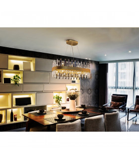 Grace 20 Light Pendant Ceiling Light Brushed Gold Transparent G9-2