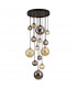 Dark 14 Light Cluster Pendant Ceiling Light Black Brass 2-Tone Crystal G9-1