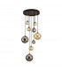 Dark 9 Light Cluster Pendant Ceiling Light Black Brass 2-Tone Crystal G9-1