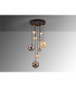 Dark 9 Light Cluster Pendant Ceiling Light Black Brass 2-Tone Crystal G9-4