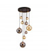 Dark 9 Light Cluster Pendant Ceiling Light Black Brass 2-Tone Crystal G9-5