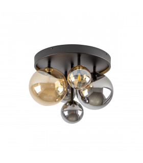 Dark 5 Light Globe Ceiling Light Black Brass 2-Tone Crystal G9-1