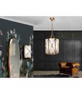 Esparta 3 Light Lanterns Pendant Ceiling Light Antique Gold White E14-2