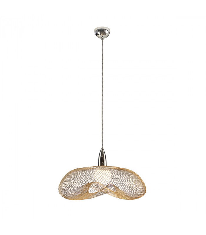 Forma Wire Frame Pendant Ceiling Light Chrome Shiny Gold E27-1