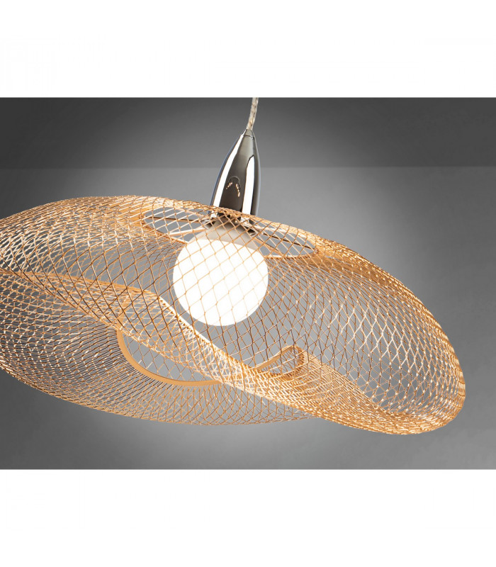Forma Wire Frame Pendant Ceiling Light Chrome Shiny Gold E27-5