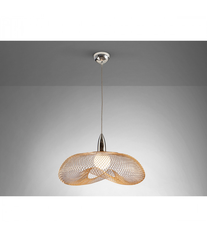 Forma Wire Frame Pendant Ceiling Light Chrome Shiny Gold E27-6