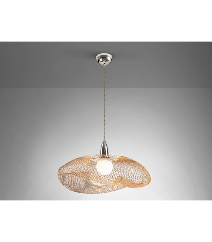Forma Wire Frame Pendant Ceiling Light Chrome Shiny Gold E27-7