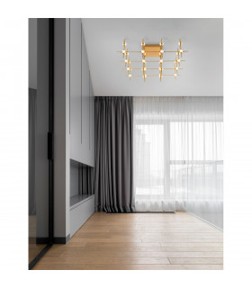 Atomo 36 Light Integrated LED Semi Flush Light Gold Metal LED 36 x 2.4W 6048Lm 3000K-2