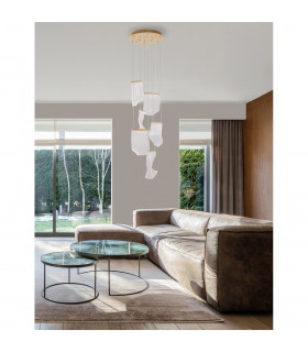 Siderno Cluster Pendant Ceiling Light Gold Aluminium LED 39W 2470Lm 3000K-2