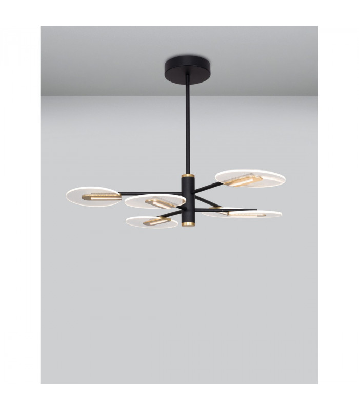 Siderno Integrated LED Pendant Ceiling Light Black G old Aluminium LED 42W 2680Lm 3000K-4