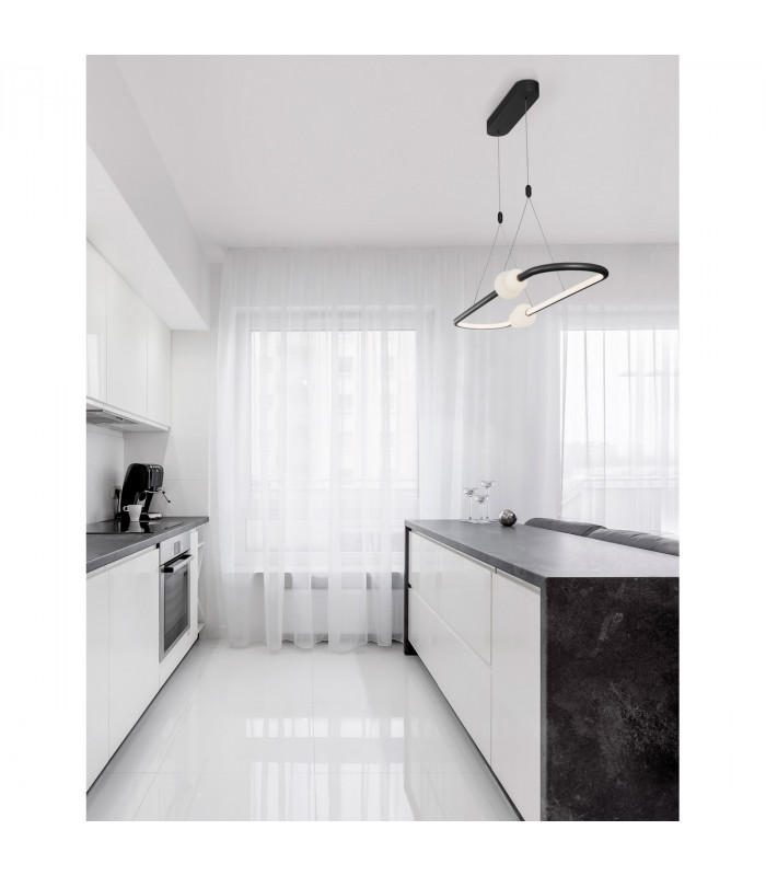 Celia Bar Pendant Ceiling Light Dimmable Black Aluminium Opal Glass LED 44.2W 2660Lm 3000K 100-2