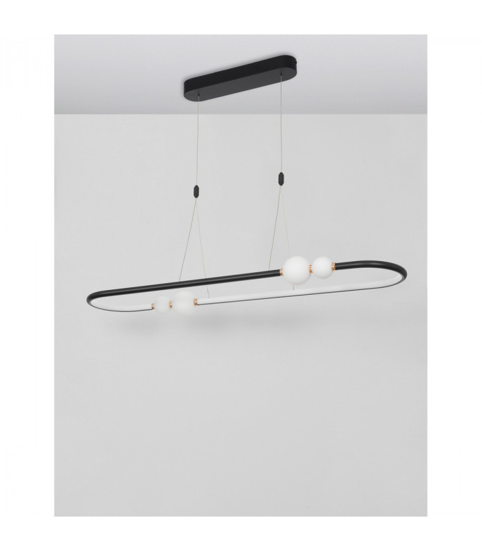 Celia Bar Pendant Ceiling Light Dimmable Black Aluminium Opal Glass LED 44.2W 2660Lm 3000K 100-4