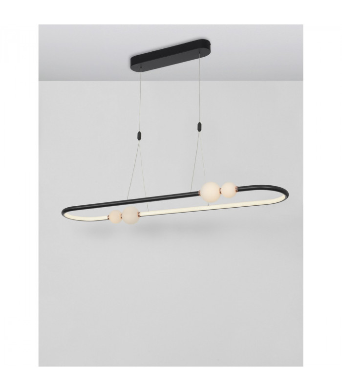 Celia Bar Pendant Ceiling Light Dimmable Black Aluminium Opal Glass LED 44.2W 2660Lm 3000K 100-5