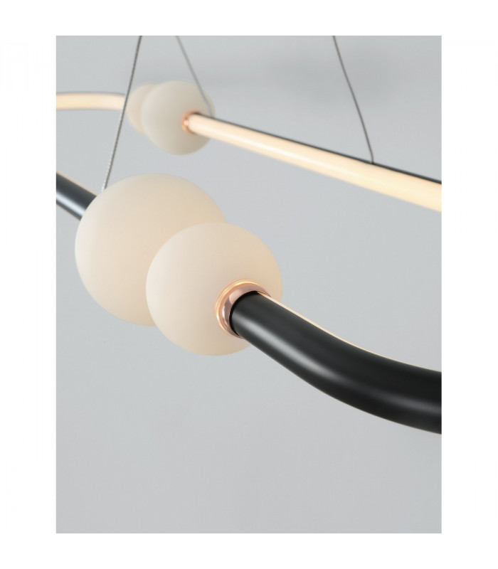 Celia Bar Pendant Ceiling Light Dimmable Black Aluminium Opal Glass LED 44.2W 2660Lm 3000K 100-6